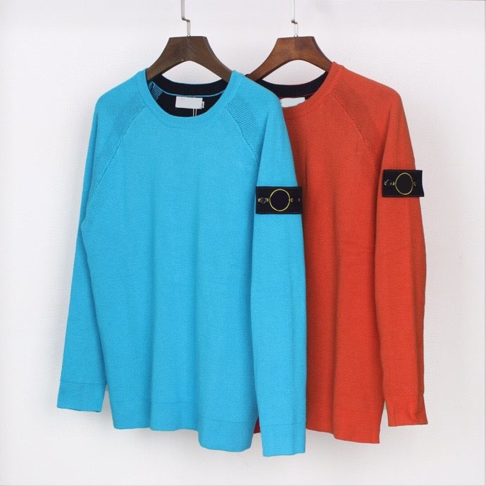 

21SS STONE Spring ISLAND Sleeve Compass Badge Embroidery Sweaters Men Women High Quality Candy Color Knitted Pullovers Men