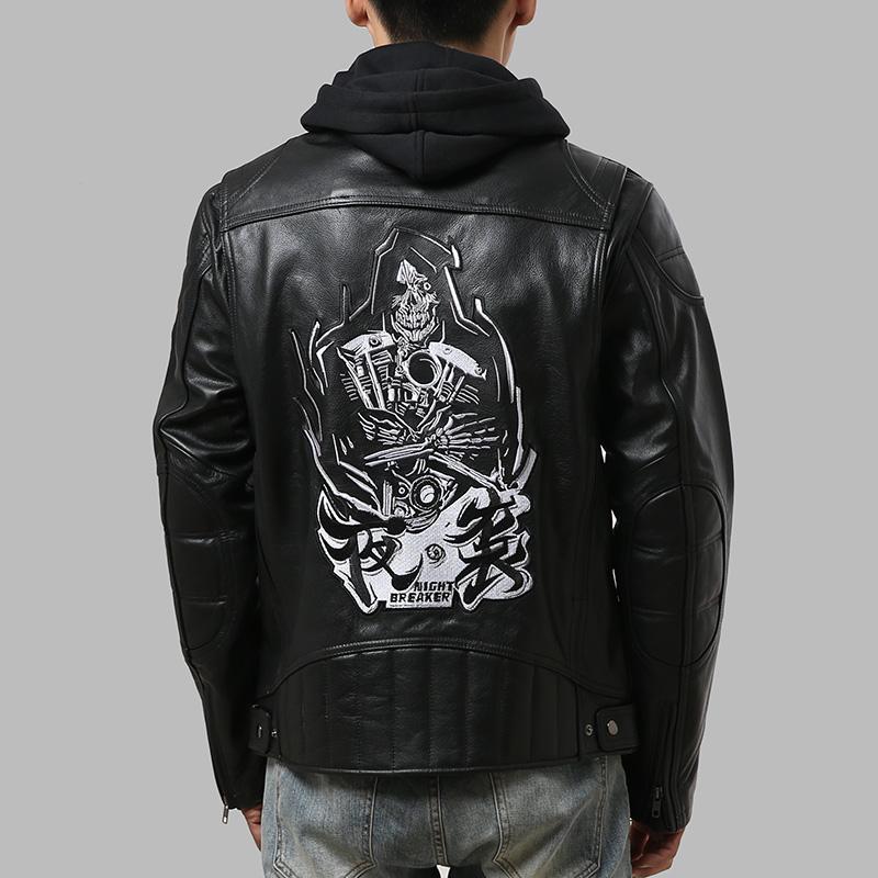 

AZ1406 AVFLY Read Description! Asian size Genuine Cow Leather Outerwear Cowhide Rider Jacket, No embroidery