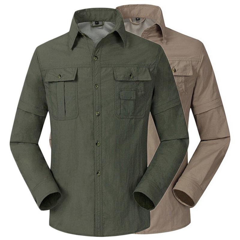 

Outdoor Quick Dry Men Summer Shirts Removable Sleeves Breathable Long Sleeve Short Sleeve Hiking Thin Clothing Shirt, Outdoor shirt