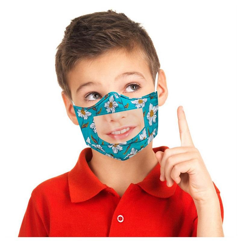

Fashion Camouflage Cotton Face Cover Reusable kids children Transparent Mask Anti-fog Breathable Washable PET