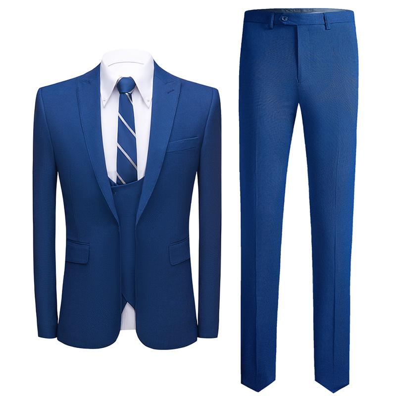 

2021 men's high-quality blue wedding suit spring and autumn men's prom party host party casual wear clothing 3 pieces for men