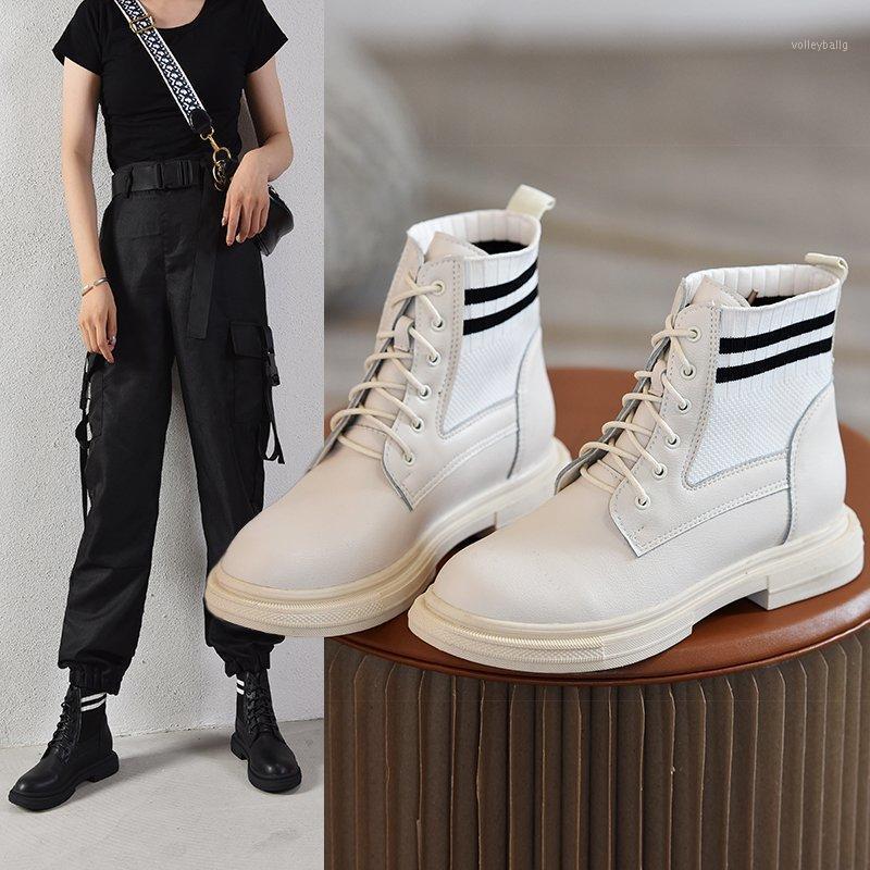 

2020 spring and autumn new boots female retro fashion wild short boots handsome was thin front lace-up women's X1581, Beige