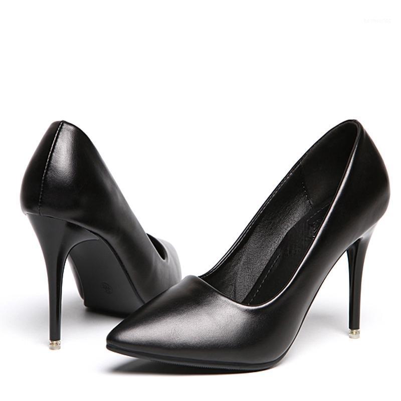 

women pumps shoes new Woman genuine leather High Heels shallow Women Pumps Stiletto Thins Heel office ladies Pointed Toe Shoes1, Black