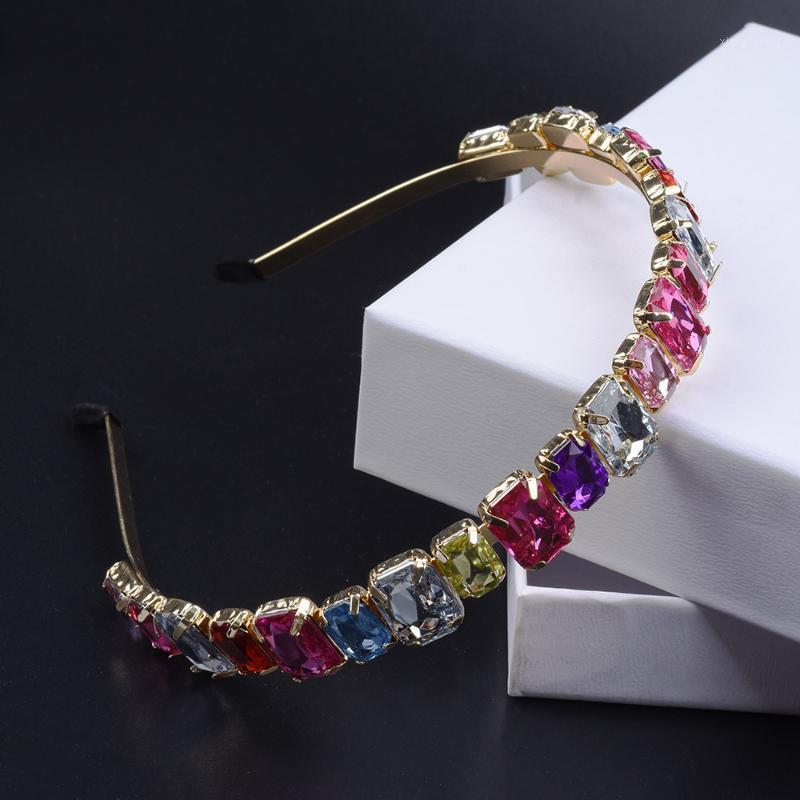 

Fashion Lady Metal Belt Hairband Baroque Geometric Crystal Thin Hair Band Elegant Bridal Wedding Crown Accessories Clips & Barrettes, Golden;silver