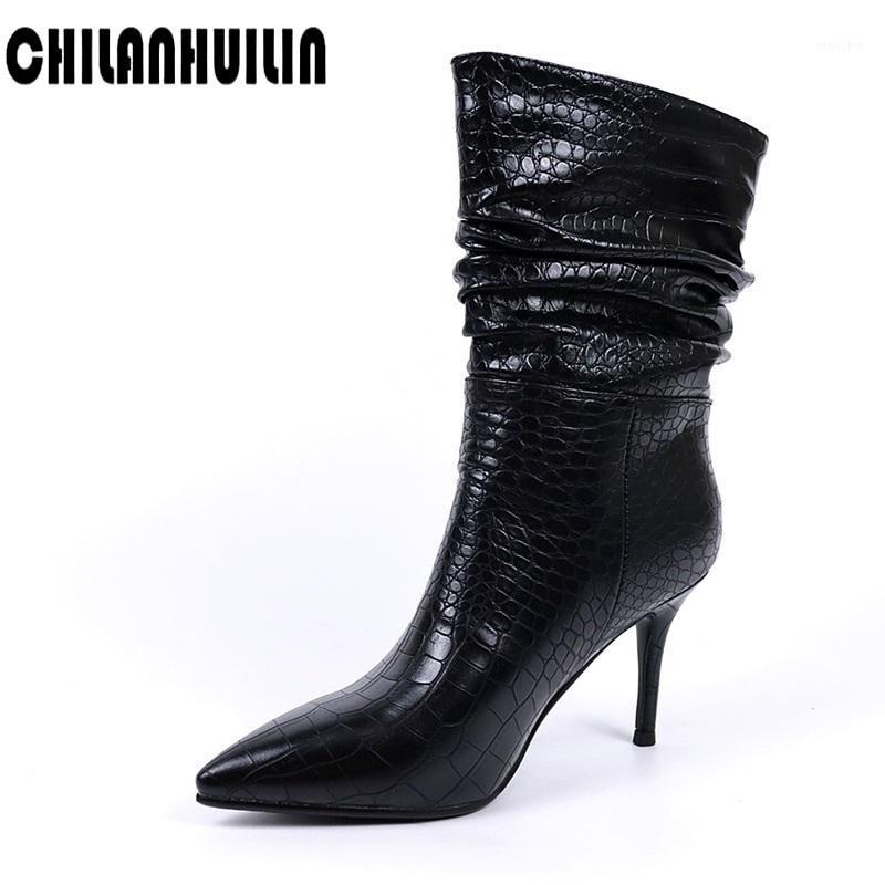 

sexy pumps stiletto high boots women winter high heels ladies fall pointed toe ankle boots woman chic night club party shoes1, Black