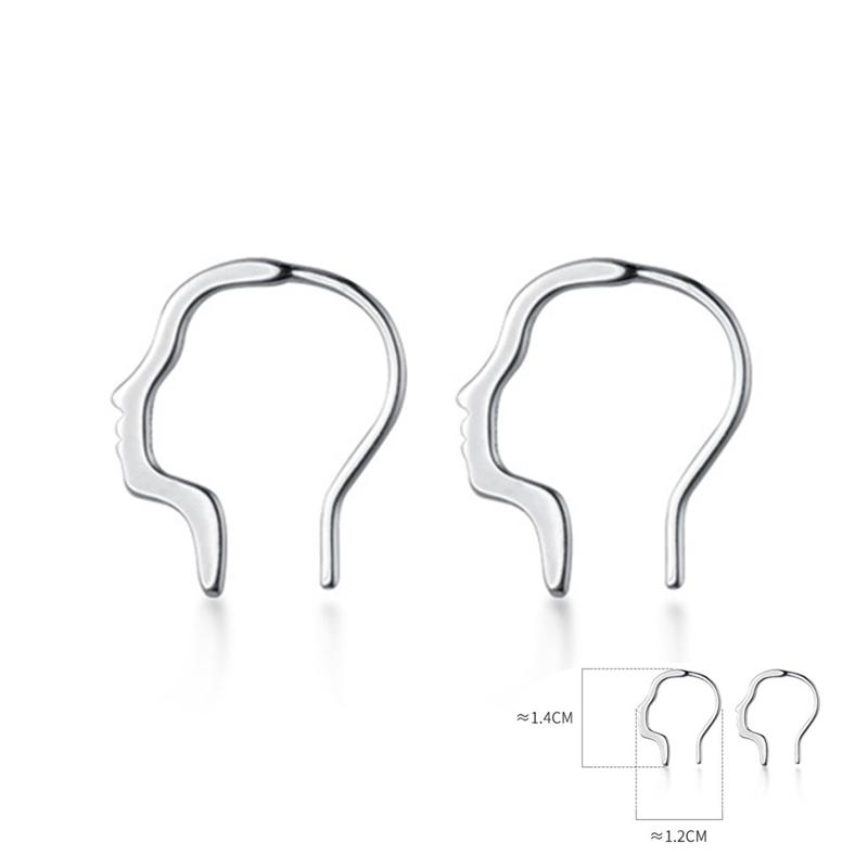 

Small Hollow Side Face Hoop Earrings For Women Minimalist 925 Silver Fine Jewelry Anti-allergy