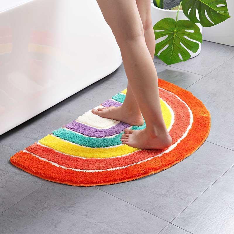 

Semicircle Carpet Soft Plush Rug Sofa Floor Rug Non Slip Foot Mat Living Room Decoration Carpet Rainbow Sink Pedestal1, 01