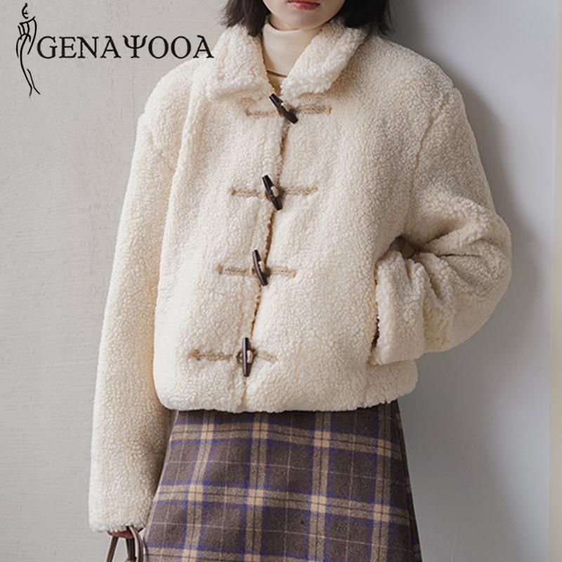

Genayooa Long Sleeve Jacket Ladies Warm Casual Woman Winter Coats And Jackets Short Single Breasted Coat Femme Korean Fashion, Apricot