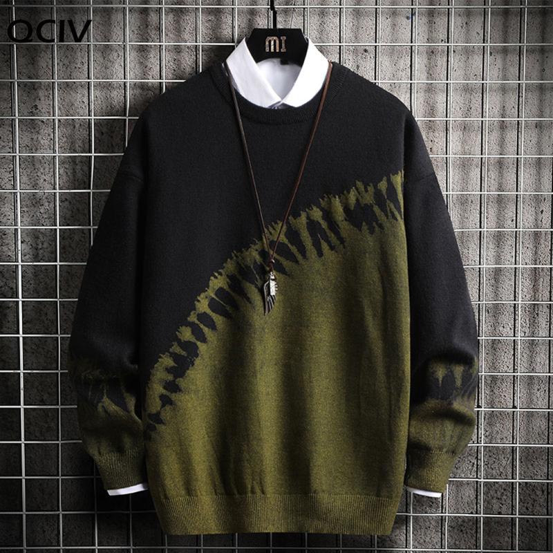 

Men's Sweaters High Street Fashion Autumn Winter Pullovers Knitted Sweaters Men Clothing O-Neck Long Sleeve Shirt Casual Tops, Pink 2