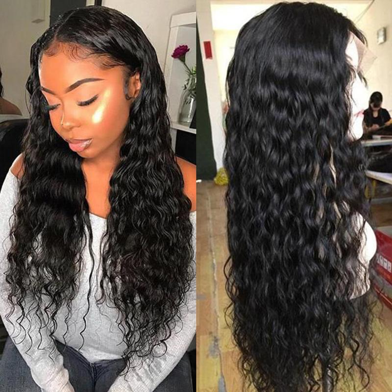 

Mogolian Water Wave Wig Lace Frontal 4x4 Closure Wig Water Wave Human Hair Transparent Lace Pre Plucked Cheap Wigs For Women, 4x4 lace closure wig