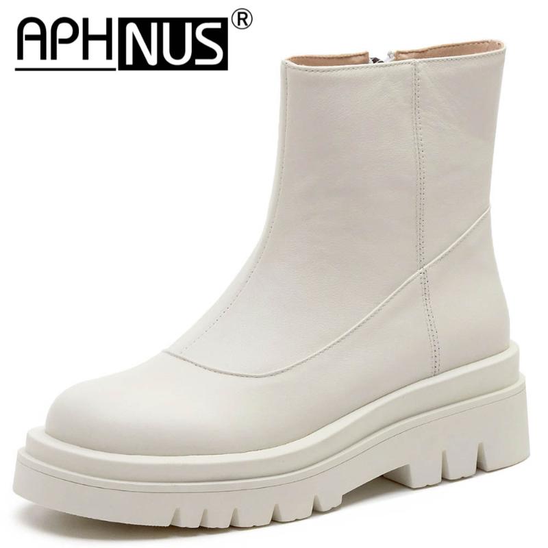 

APHNUS Womens Boots Riding Short Ankle Booties Flats Low Mid Heels Pumps Platforms Trifle Woman 2020 Shoes For Women New Boot, Beige