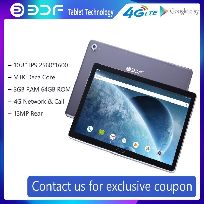 

BDF 10.8 Inch Tablet MTK 10 Core 2.5K 2560×1600 IPS Display 3GB RAM 64GB ROM 13MP Rear 4G Network Phone Call Android 8 WiFi GPS1, Black