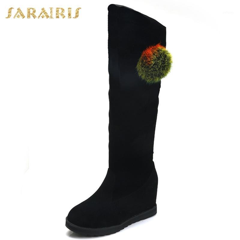 

Sarairis New Design 2020 Platform Comfortable Shoes Woman Boots Increasing High Heels Concise Autumn Knee High Boots Ladies1, Black style 3