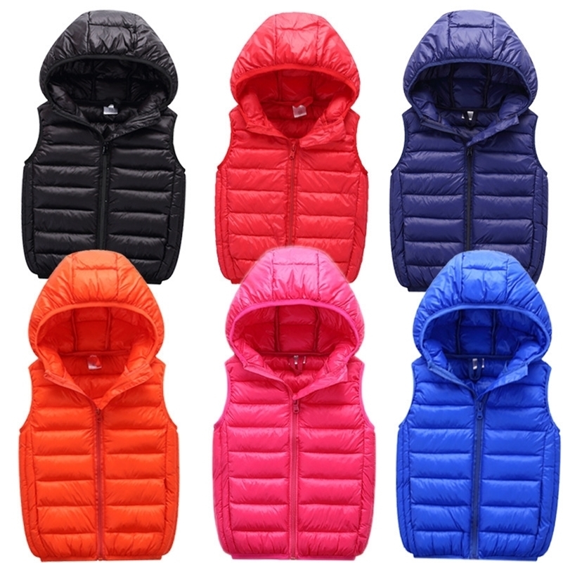 

Kids Vest Children's Hooded Vest Girls Spring Autumn Waistcoats Fashion Vests for Boys Outerwear Coats Teenage girl clothes 201106, Rose red