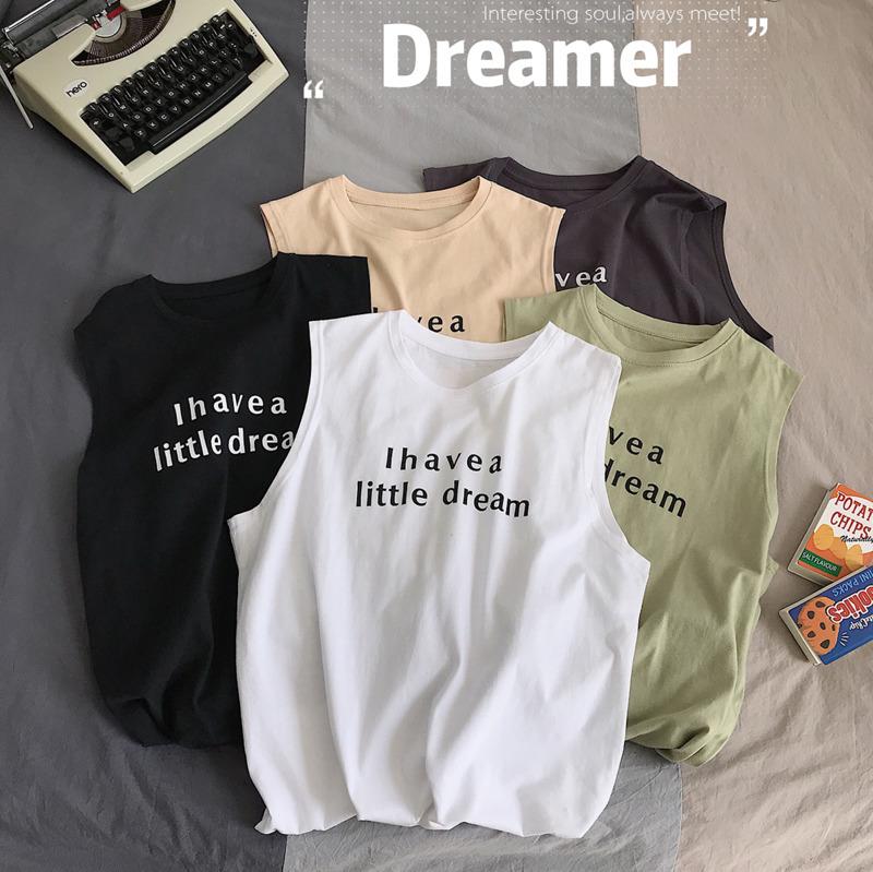 

2020 Summer New Korean Couple Loose Cotton Men's Harajuku Letter Sweat-absorbent Sports Casual Vest, Black