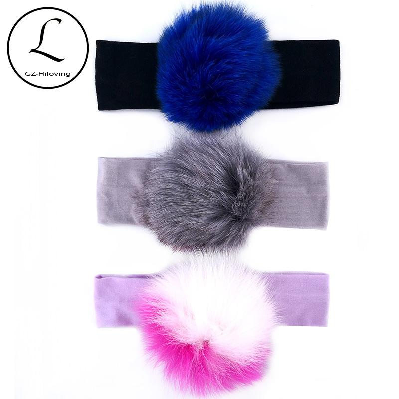 

Cute Real Fur Headbands For Newborn Baby Girls Boys 1-24M Kids Childs Toddler Soft Cotton Hair Accessories New born Gifts, Black1
