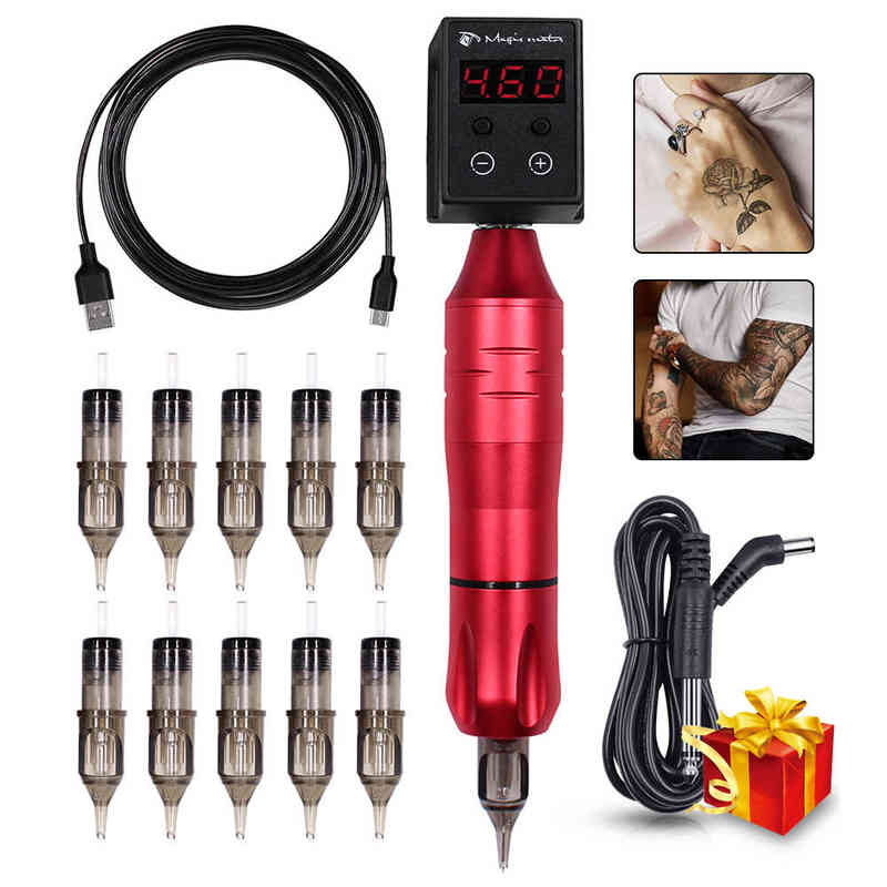 

Tattoo Machine Kit Wireless Power Rotary Pen Permanent Makeup Machine Strong Motor with Wireless Battery Tattoo Power Supply 220108