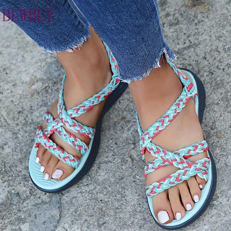 

Summer New Fashion Knot Women's Sandals Beach Open Toe Flat Size Large Herringbone Sandals Zapatos De Mujer Women1