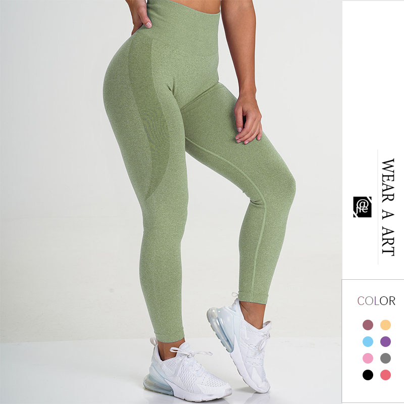 

Women Seamless Legging Yoga Pants Female Sports Clothing Lady Solid High Waist Full Length Workout Leggings for Fittness Mature Keep Young, Green