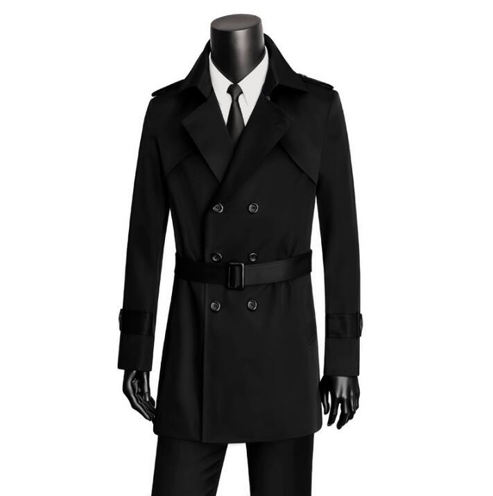 

Mens trench coats black korea man long coat men double breasted clothes slim fit overcoat long sleeve spring autumn new designer