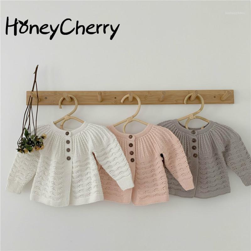 

Newborn Knit Sweater Female baby cardigan hollow pattern princess temperament long-sleeved shirt jacket Baby Sweater Girl1, Gray