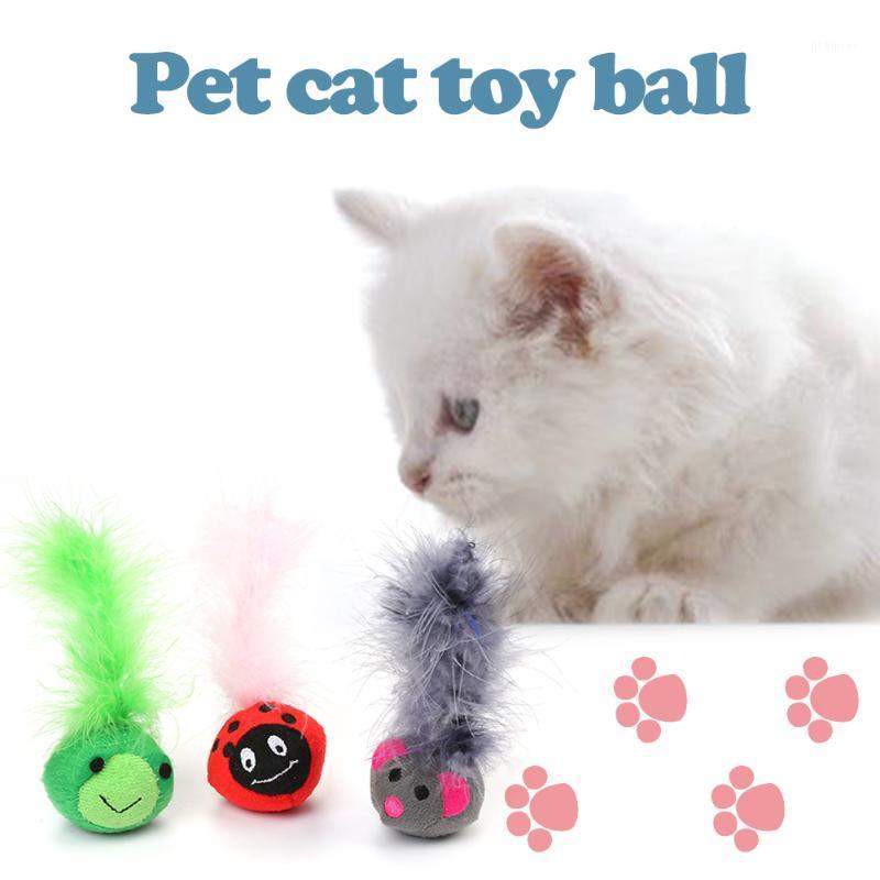 

Durability Funny Bite Squeak Toys 3PCS Cat Toy Mint Balls With Feathers Pets Interactive Teaser Funny Playing Toys Supplies1