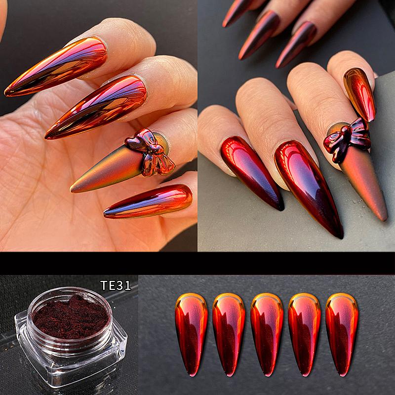 

Nail Art Aurora Chalk Solid Powder Powder Phantom Phantom Mermaid Mirror Nail Solid Glitter With Brush