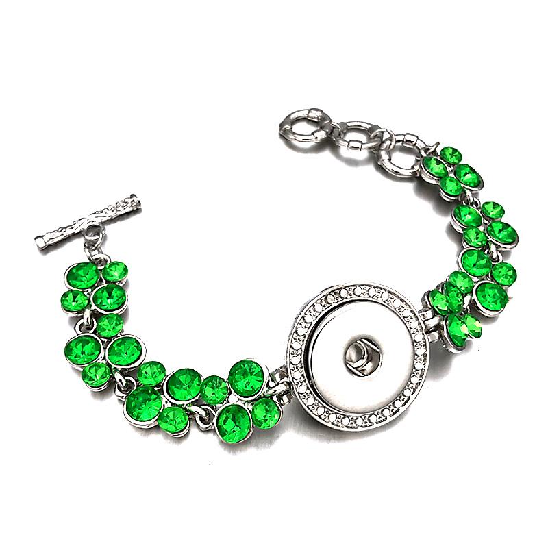 

Fashion 172 Clover Full of crystal Snap Button Bracelet Interchangeable Charm Jewelry For Women Men(Fit 18mm snap button )