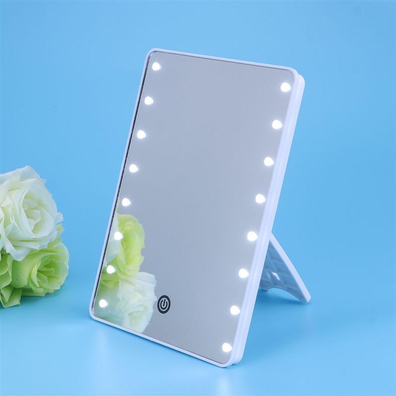 

Makeup Mirror with 16 LEDs Cosmetic Mirror with Touch Dimmer Switch Battery Operated Vanity Stand for Tabletop