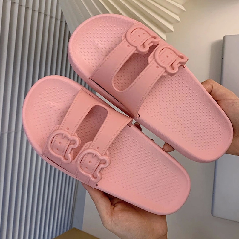 

2021 Summer Women's Slippers Buckle Ladies Flats Outdoor Sandalies Comfort Woman Casual Footwear Anti Slip Female Soft Bottom #eI83, Beige