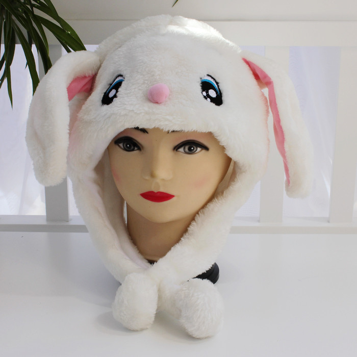 

1000pcs Winter White Hat Short Ears Muffs Cute Cartoon Rabbit Funny Ear Muffs Hat Birthday Gift Bunny Plush Cap, Red