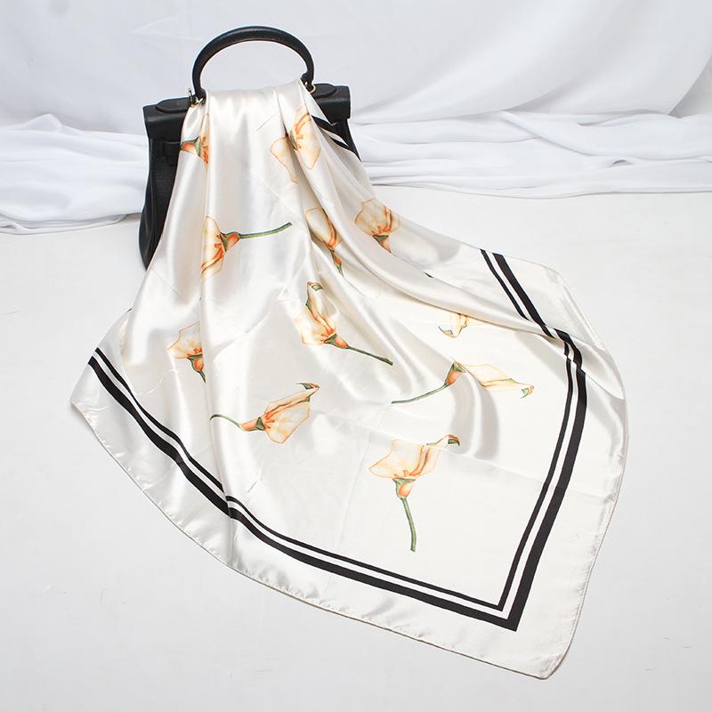 

2021 90x90 horseshoe Multipurpose women Silk twill scarf Satin square tie Hairband ladies foulard femme towel bufanda shawl