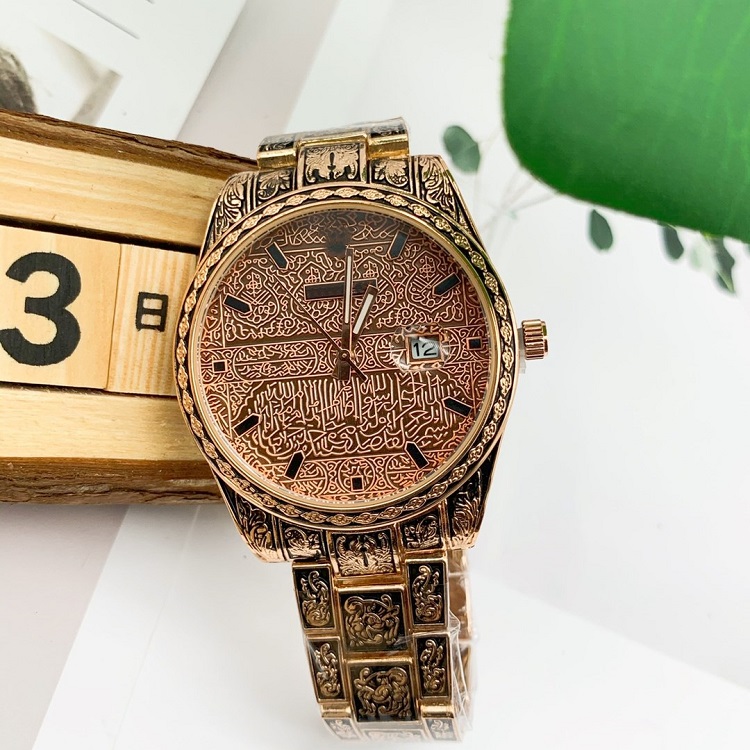 

high quality 2020 new Three stitches quartz watch Fashion mens watches ROLE WristWatches Steel strap Carving style Best Gift montre de luxe, Slivery;brown