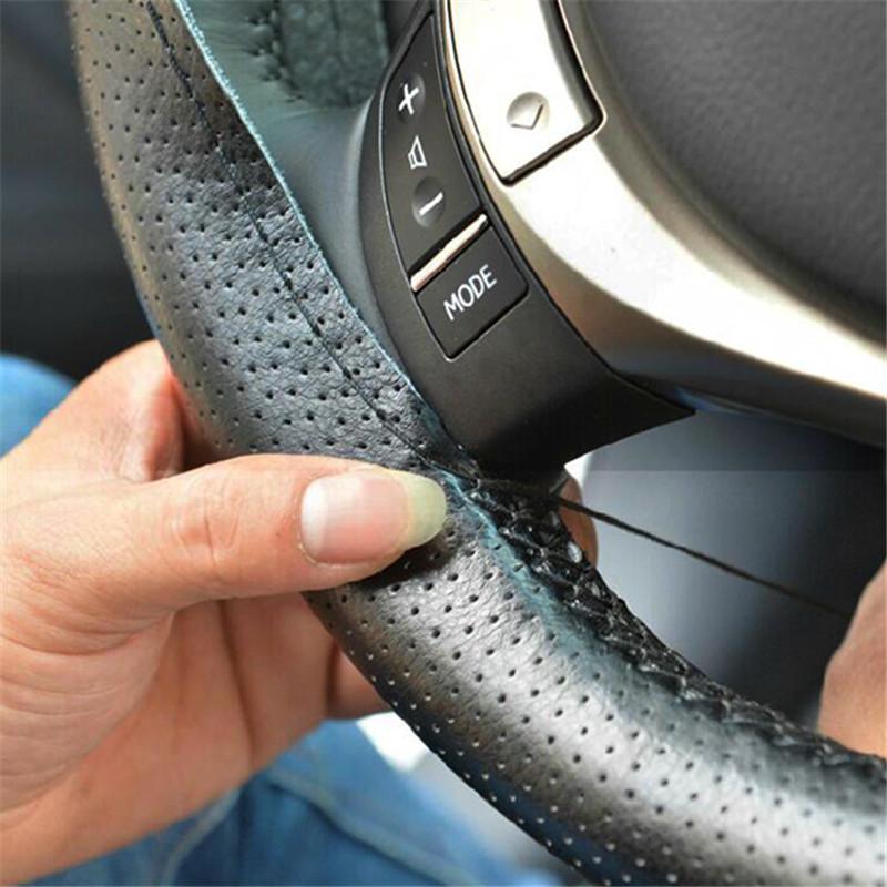 

2020 Hot Sale New Universal Anti-slip BreathablePU Leather DIY Car Steering Wheel Cover Case With Needles and Thread