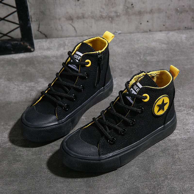 

boys high-top 2020 and girls spring Children's models canvas shoes, Black