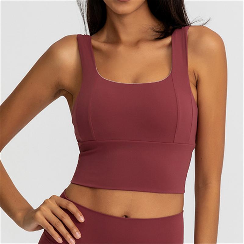 

Oyoo Push Up Fitness Bra Padded Workout Crop Top Red Sports Bra Women High Impact Yoga Bras Sport Top Gym Bralette Yoga Tops, Wine red bra