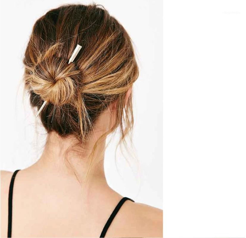 

Hair Clips & Barrettes 1 Pcs Geometry Clasp Minimalism Alloy Chopstick Stick Accessories Punk Personality Women Hairpin Jewelry, Golden;silver