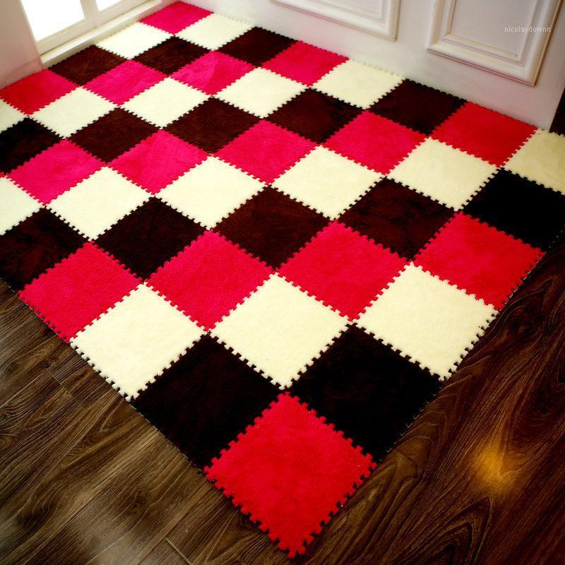 

1pc 30*30cm Living Room bedroom Children Kids Soft Carpet Magic Patchwork Jigsaw Splice Heads Climbing Baby Mat Home Decoration1, Red