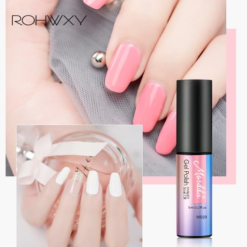 

ROHWXY 5mL Glitter Gel Nail Polish Semi Permanent Soak Off UV Gel Nail Art Varnish Shining Primer Manicure Lacquer, M057