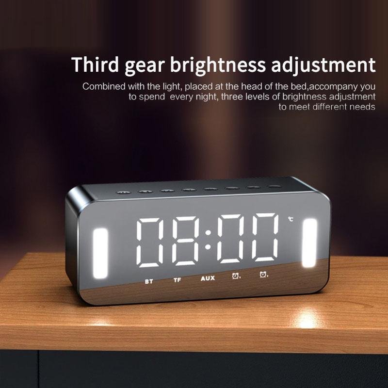 

Wireless Bluetooth Speaker Stereo Bass Night Light Multifunctional Digital Electronic Clock Temperature Display FM Radio