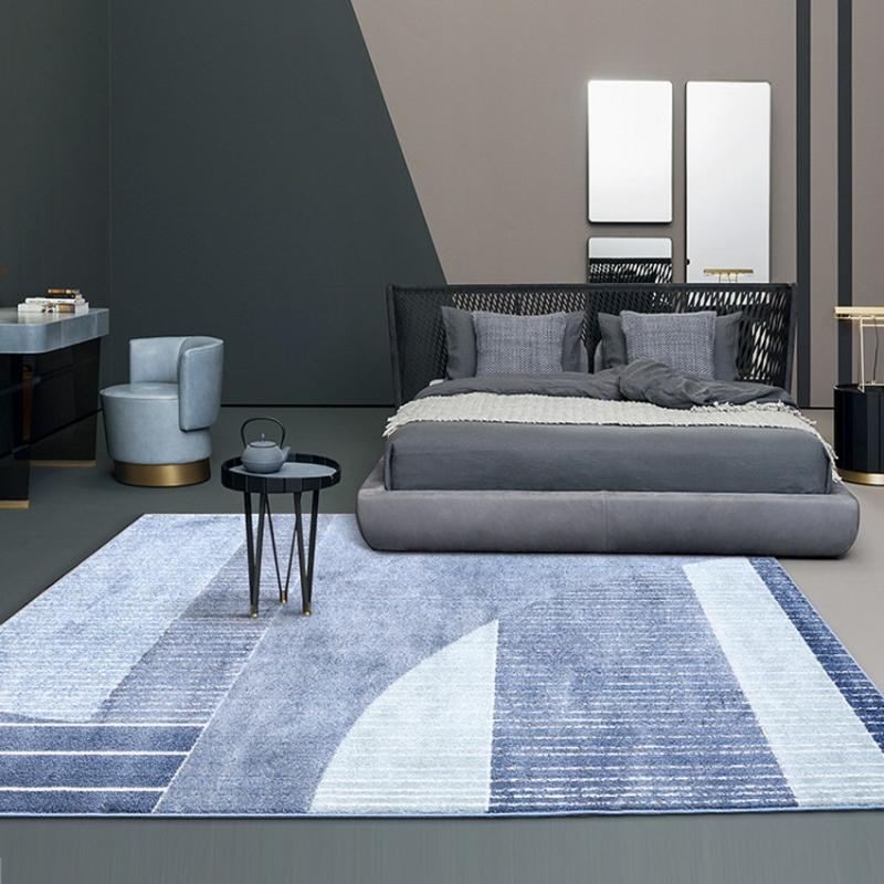 

Big size Nordic style home decoration geometric woven area rug in blue color, Nordic style living room villa carpet, As picture