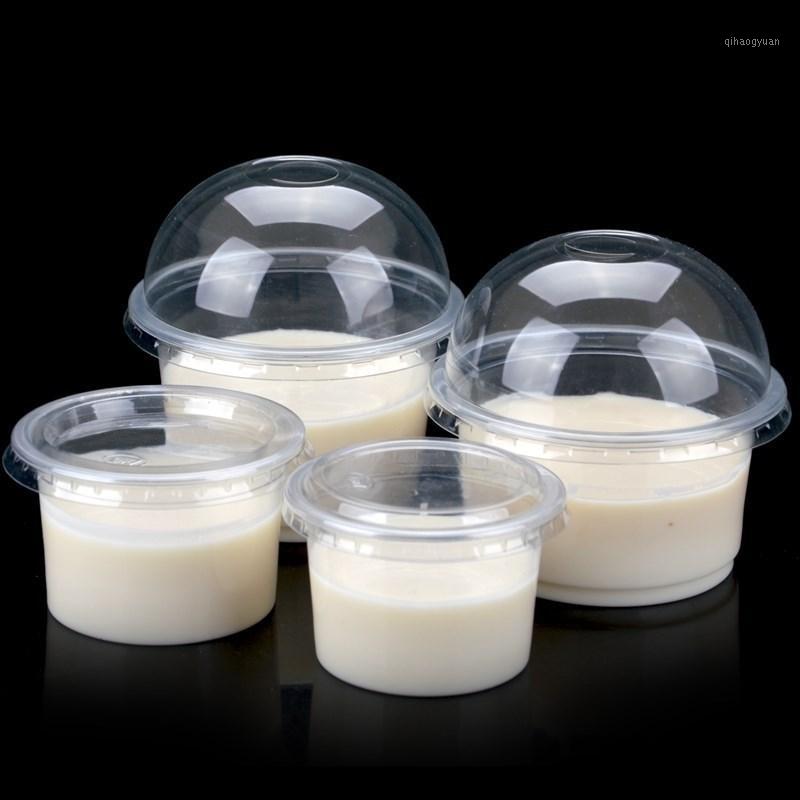 

100 Set Disposable Pudding Cup Plastic sauce cups lid jelly Bowl Dessert yogurt small mini box home party Wedding 4/5/8/10oz1