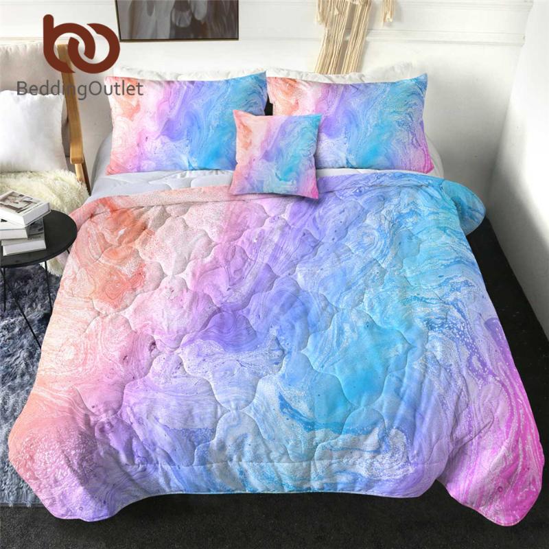 

BeddingOutlet Marble Thin Quilt Watercolor Rocks Summer Blanket Colorful Bedspreads Luxury Pink Comforter Warm Colcha De Cama