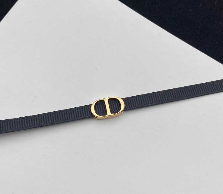 

Earrings Charm 21 summer new letter satin ribbon smooth neck chain clavicle Necklace net red neck chain, Golden