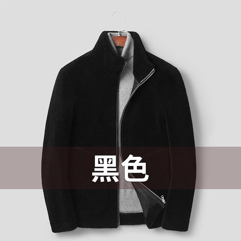 

Winter Jacket Real Sheep Shearling Fur Wool Coat Men Double-side Wear Leather Jackets 12CHA181091Y MY1974, Black