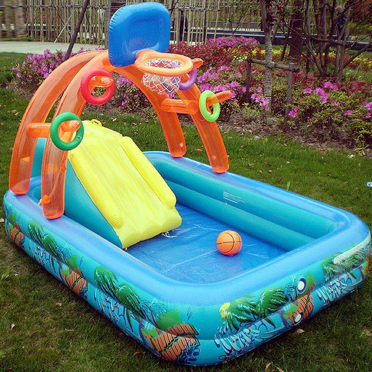 

Hot Sale Multifunction Inflatable Splash Paddling Pool Swimming Spray Game Pool With Slide For Kids Children