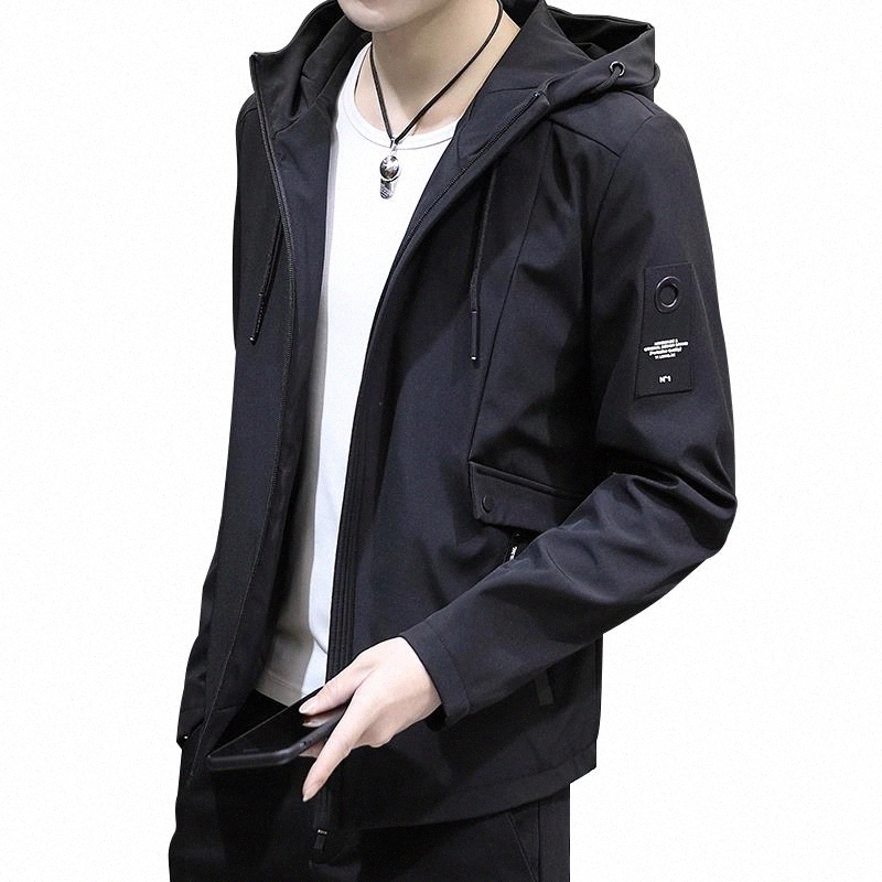 

2020 Spring and Autumn Clothes Men Jacket Size 4XL Outwear Hooded Coat Slim Parka Men's Hooded Fashion Printed Jacket Streetwear #6t9Z, Black