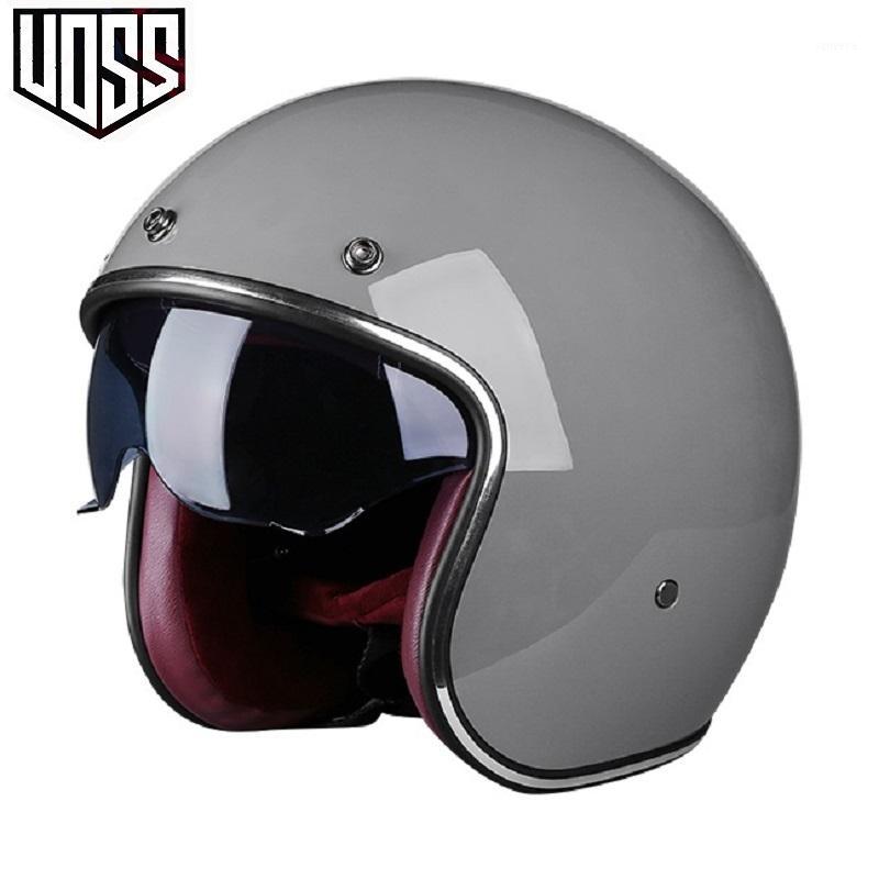 

VOSS Retro Motorcycle Helmet Moto Chopper Bike Helmet Open Face Motorbike Racing Casco Moto Capacete Casque DOT Certified1, Black