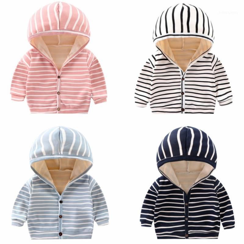 

2021 Baby Toddler Baby Boy Girl Clothes Cute Hooded Striped Jacket Winter Warm Boys and Girls Universal Jacket Kids Cute1, Blue