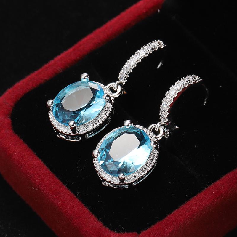 

luxury jewellery bridesmaid gift korean vintage geometric zircon dangle elegant purple earring ear rings for women